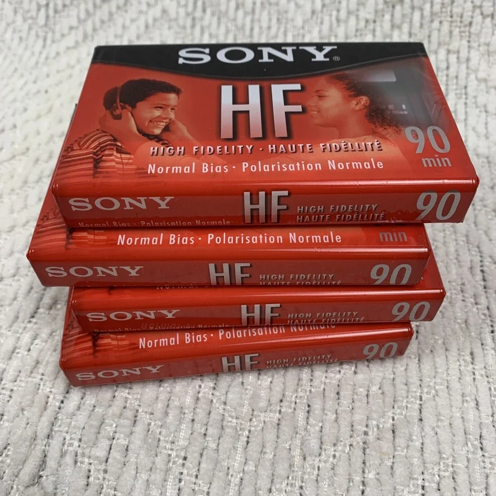 Lot of 4 New Sony Cassette Audio Tapes C-90HFL Blank Unused Sealed 90‎ Minutes